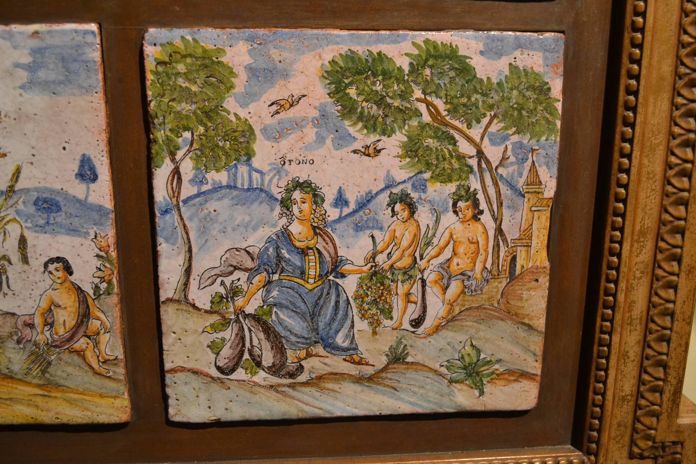 antique hand painted tiles