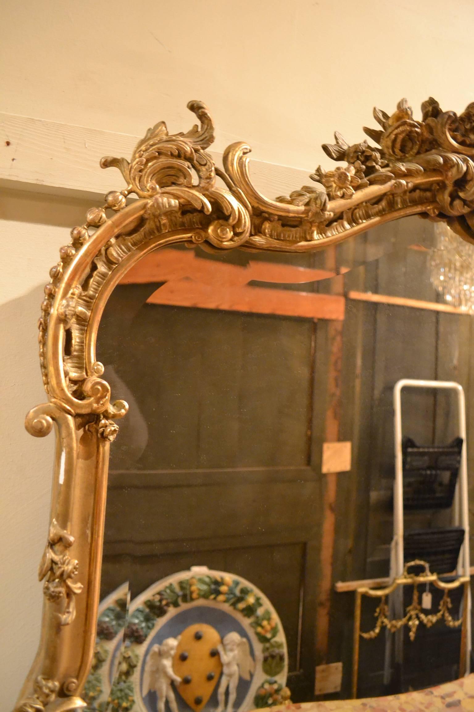 Antique French Gold Leaf Beveled Mirror, circa 1855-1865 In Good Condition In New Orleans, LA