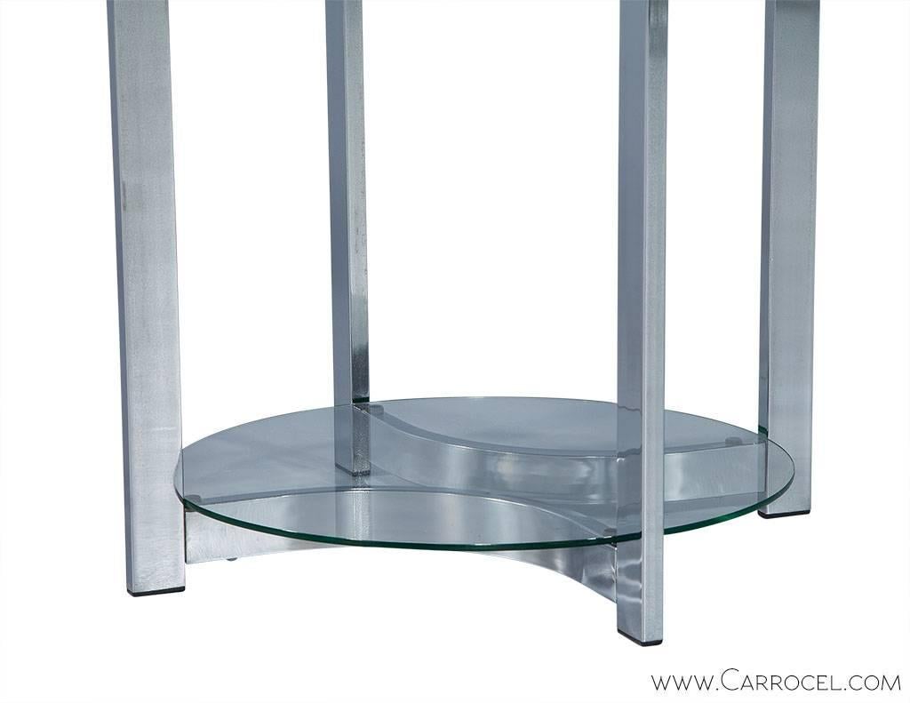 Vintage Polished Chrome and Glass Display Shelf In Excellent Condition In North York, ON