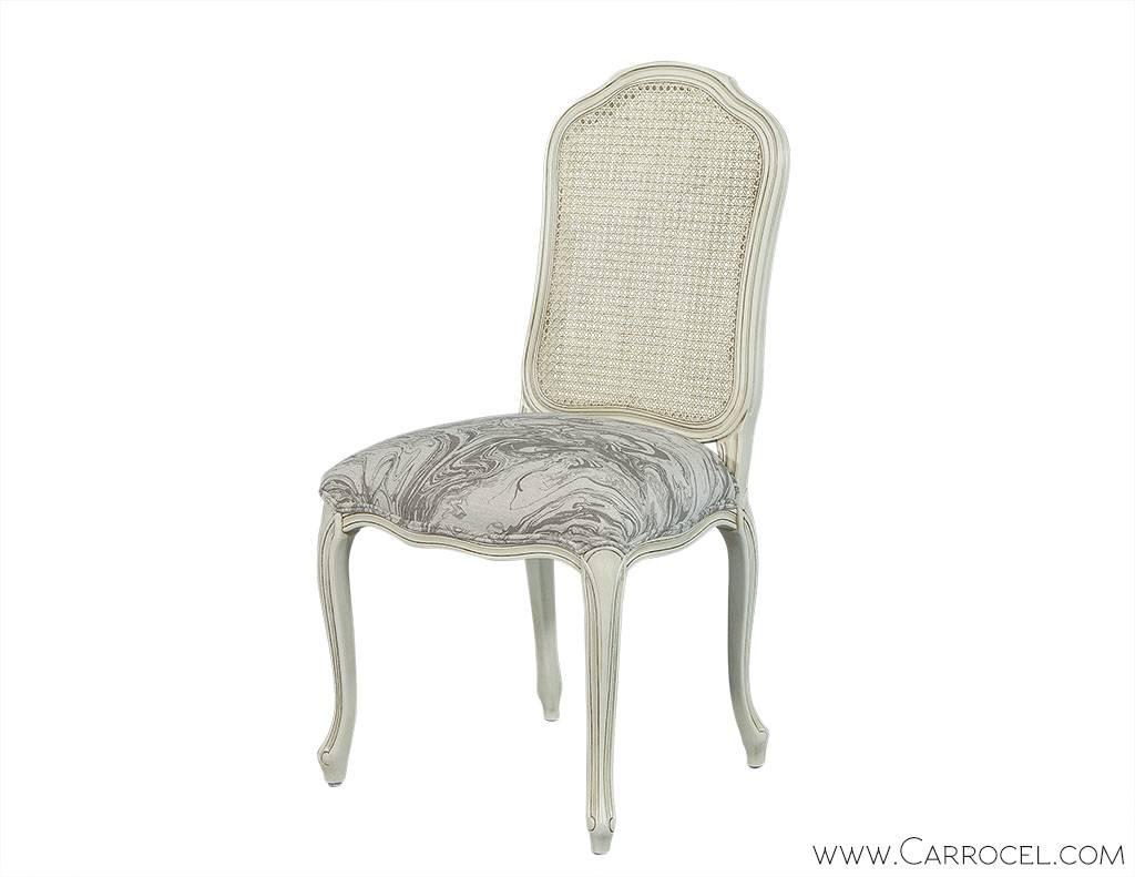 Italian Set of 6 Louis Quinze Custom Dining Side Chairs