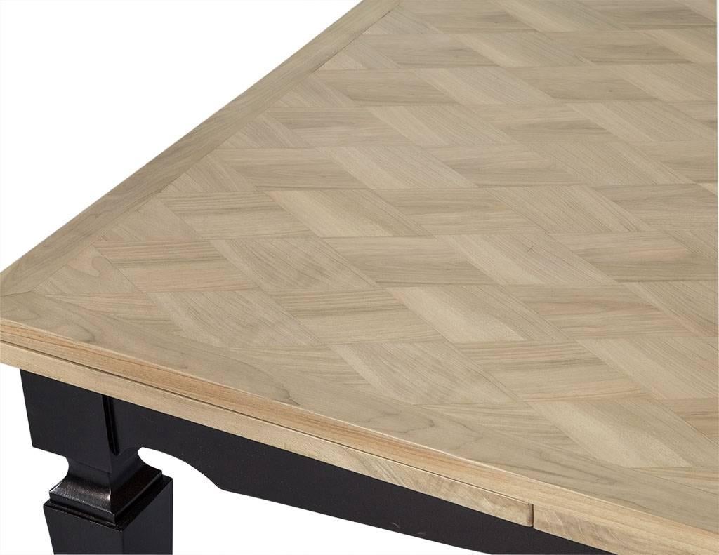 Ash Parquetry Top Dining Table with Self Storing Extensions