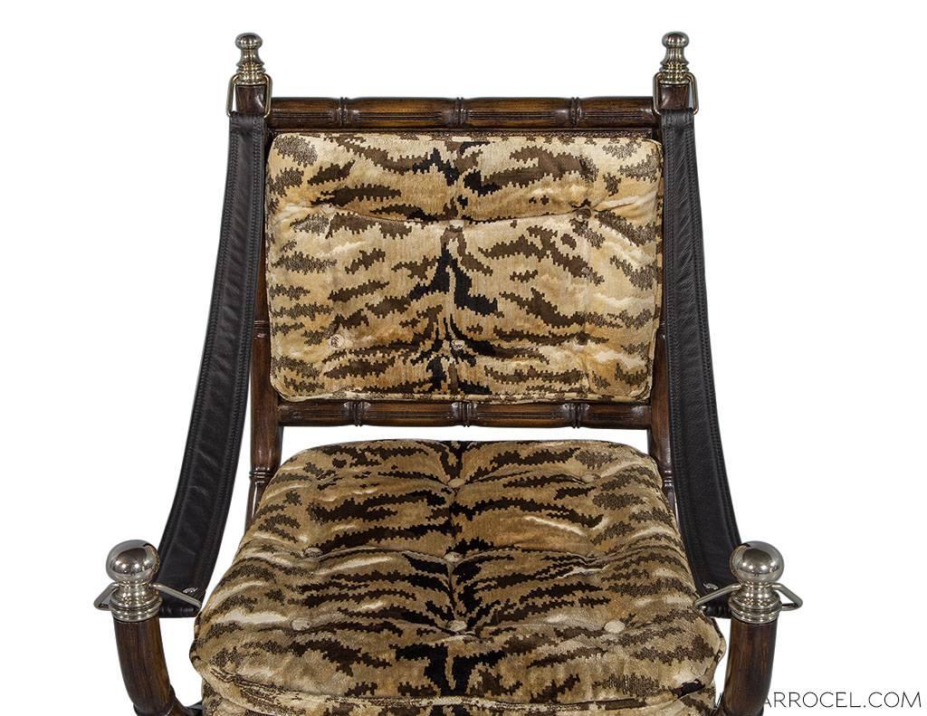 Hollywood Regency Faux Bamboo and Zebra Accent Chair