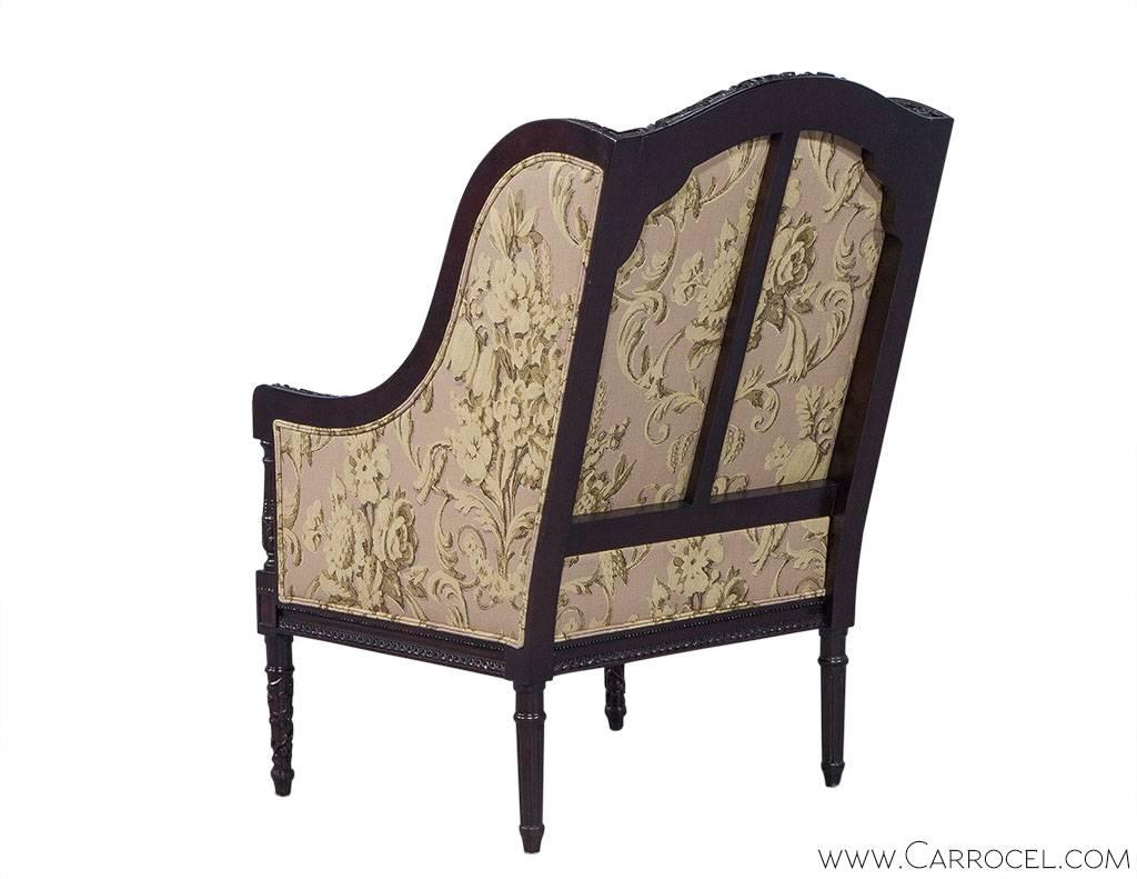 Contemporary Carved Georgian Style Wing Chair