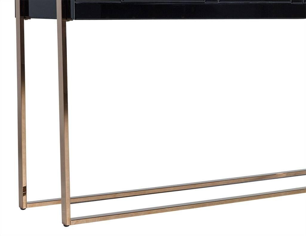 Black Glass and Copper, Three-Drawer Console 1