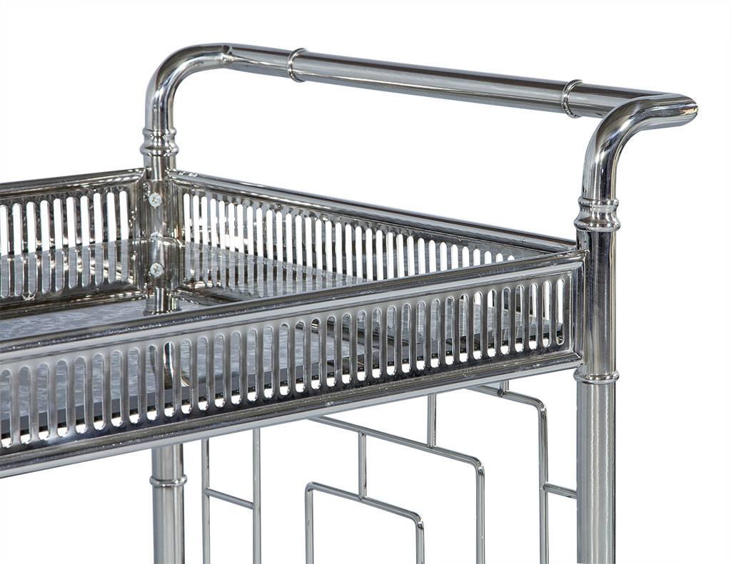 Chinoiserie Stainless Steel Bar Cart 1