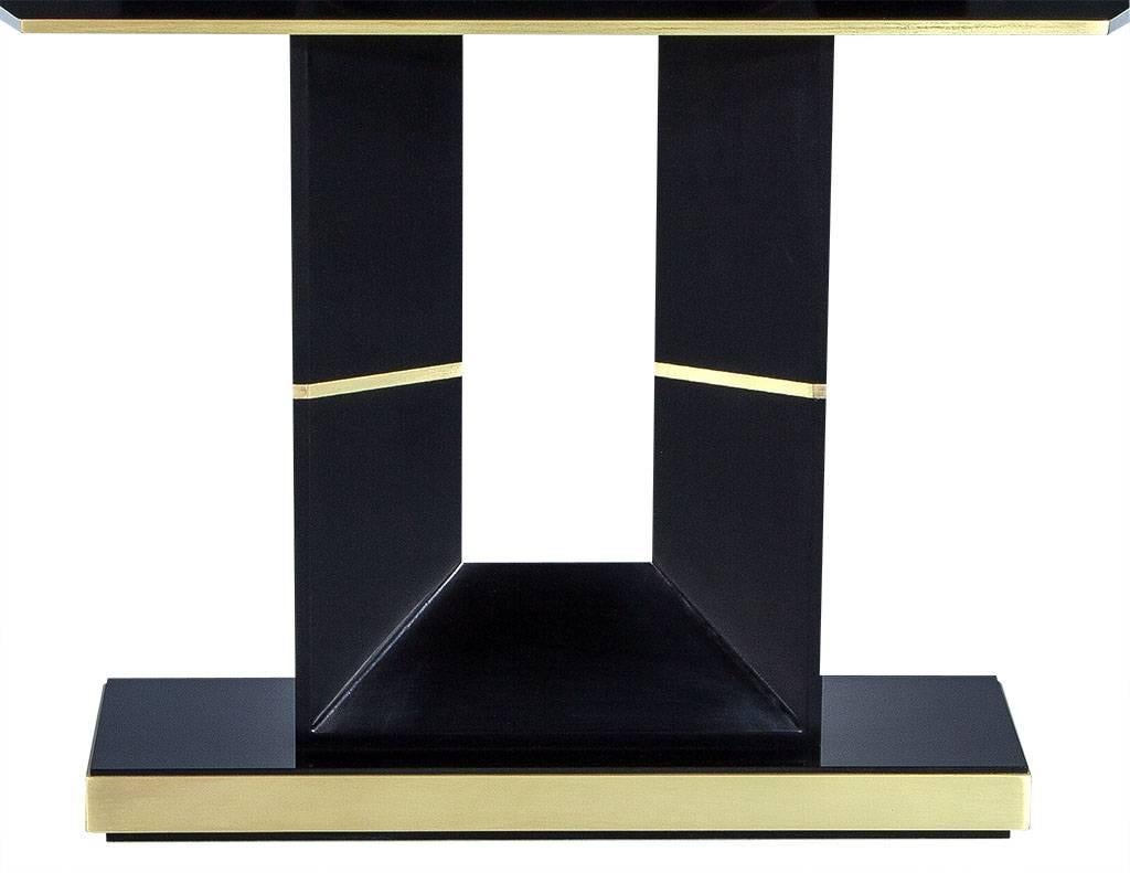 Canadian Custom Art Deco Black Lacquered Console Table by Carrocel