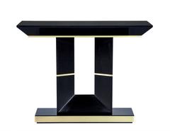 Custom Art Deco Black Lacquered Console Table by Carrocel