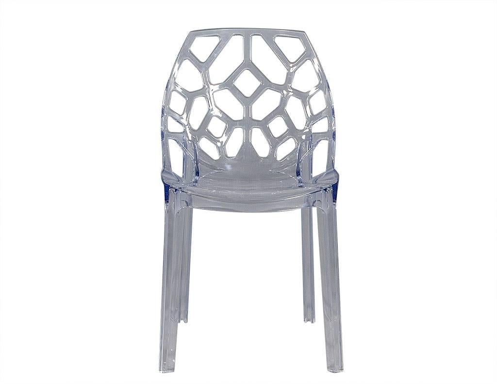 Set of Four Modern Acrylic Accent Chairs In Excellent Condition In North York, ON