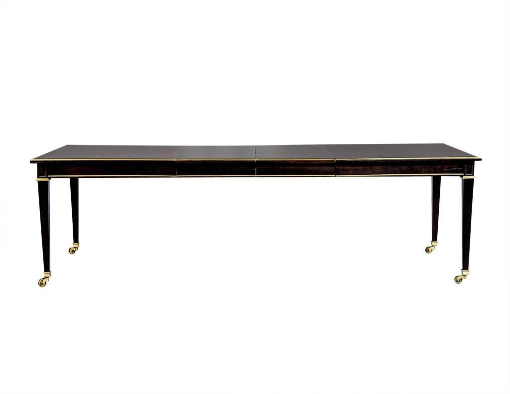 Walnut Dining Table with Gold Trim Accents In Excellent Condition In North York, ON