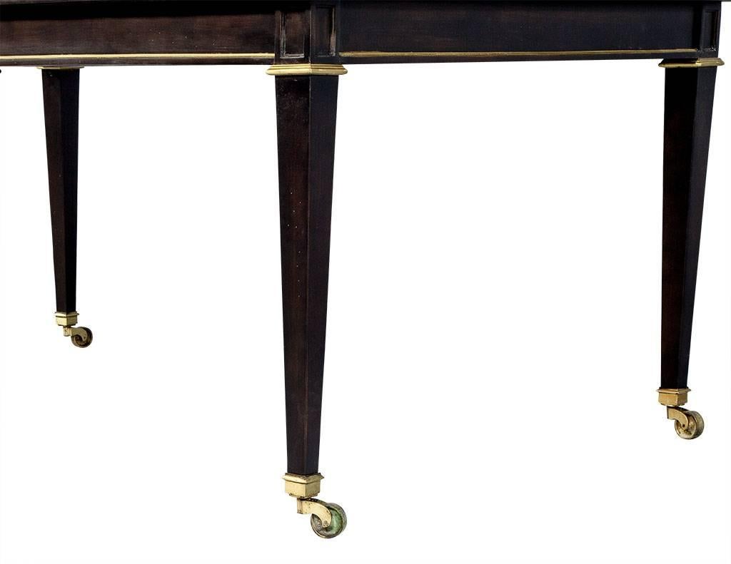 Metal Walnut Dining Table with Gold Trim Accents