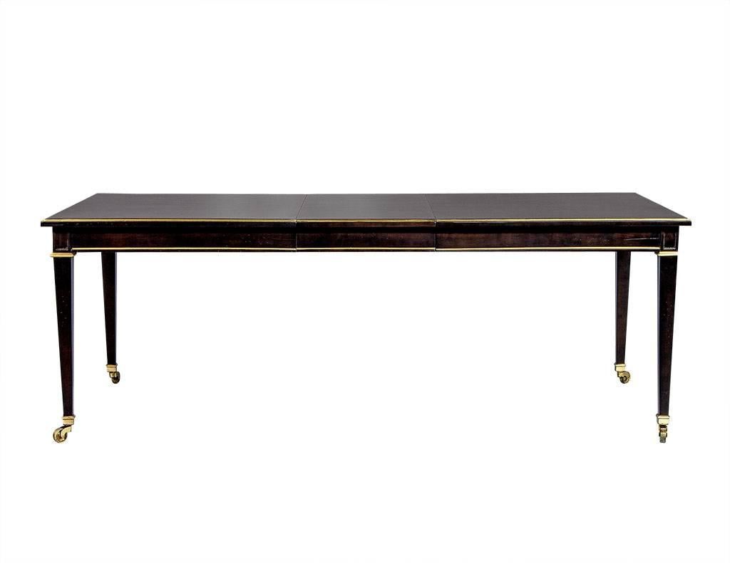 American Walnut Dining Table with Gold Trim Accents