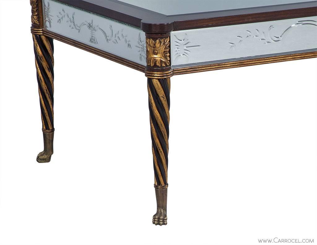Giltwood and Mahogany Mirrored Cocktail Table by EJ Victor 1
