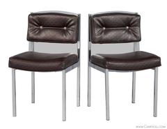 Set of Six Lucite and Polished Nickel Dining Chairs
