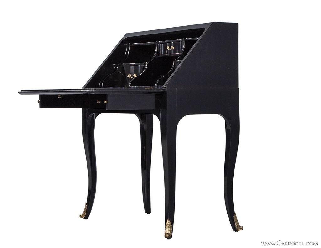 American 18th Century Inspired Duchess Bureau in Black Lacquered