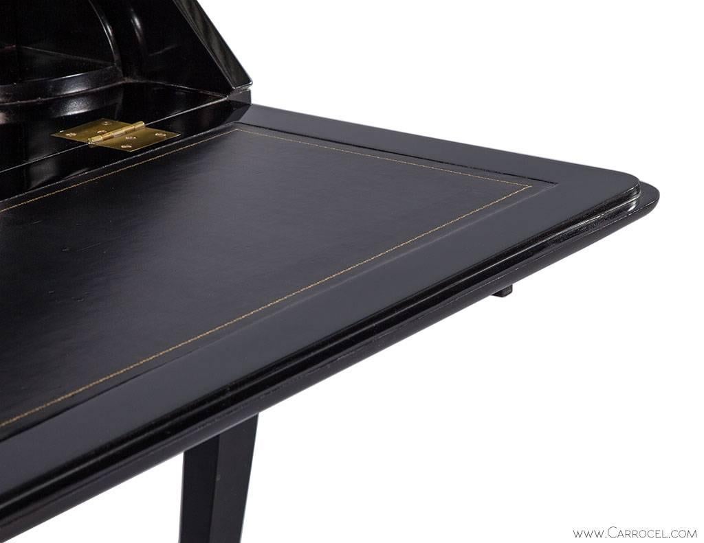 Brass 18th Century Inspired Duchess Bureau in Black Lacquered