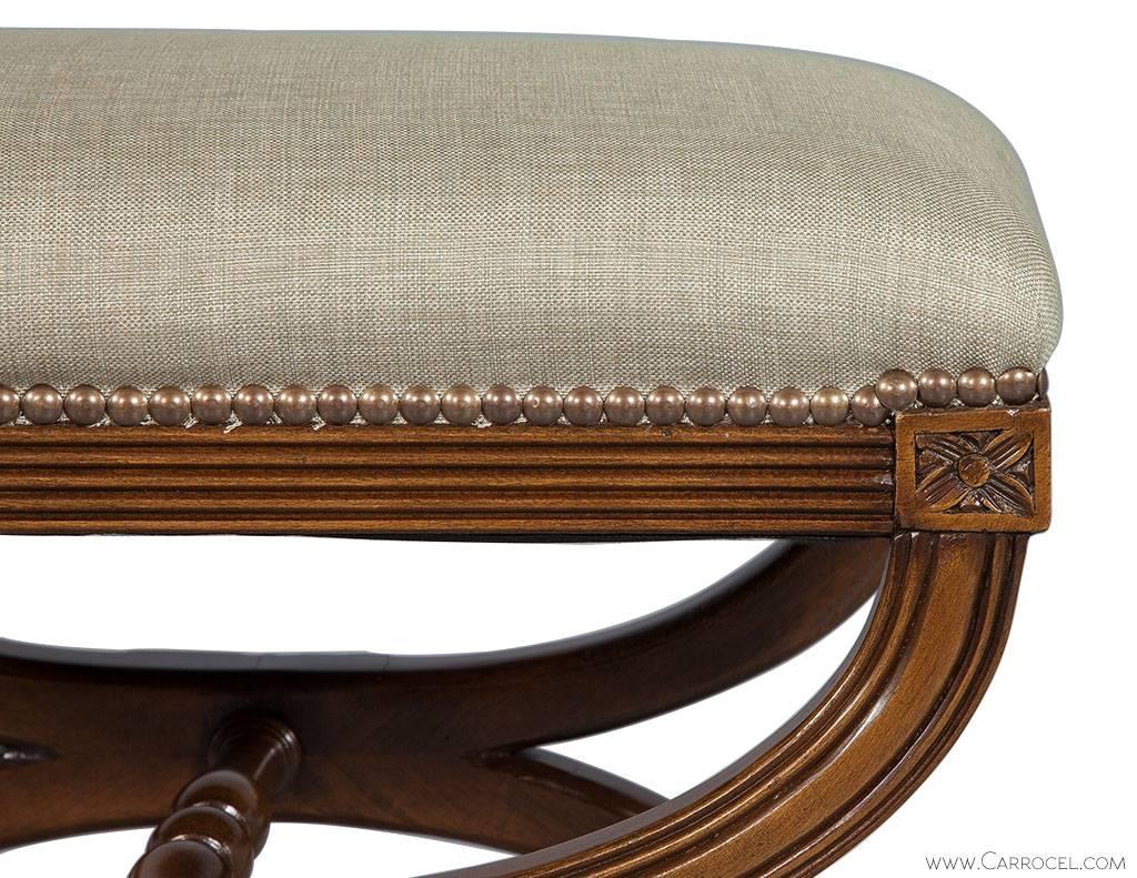 American Louis XVI Hand-Carved Ottoman