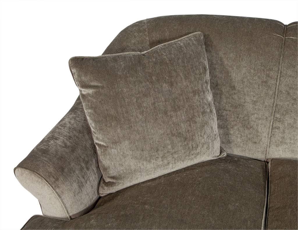 Canadian Custom Rolled Back Sofa in Grey Chenille