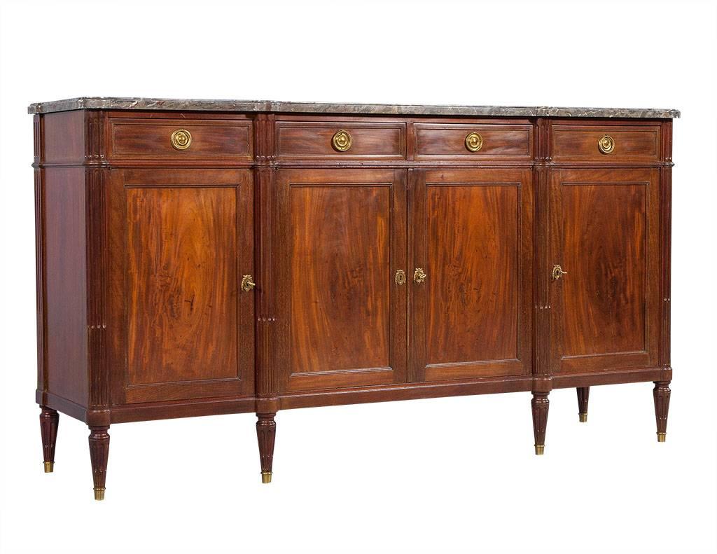 Louis XVI Mahogany Buffet with Marble Top In Good Condition In North York, ON