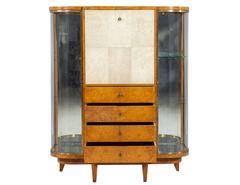 Art Deco Burl Sandalwood Wood and Shagreen Secretaire Cabinet by Jules Deroubaix