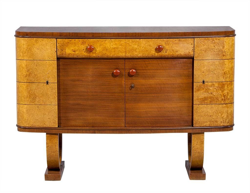 Unique French Art Deco Burl Wood Buffet In Excellent Condition In North York, ON