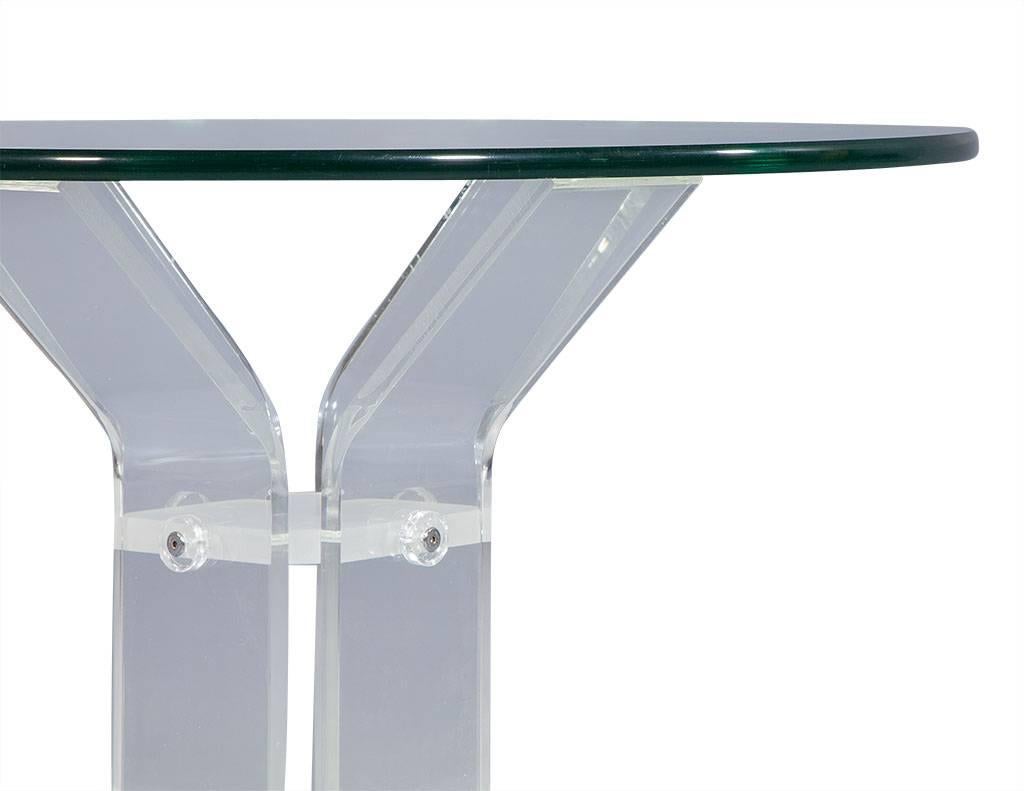 American Round Lucite and Glass Occasional Table