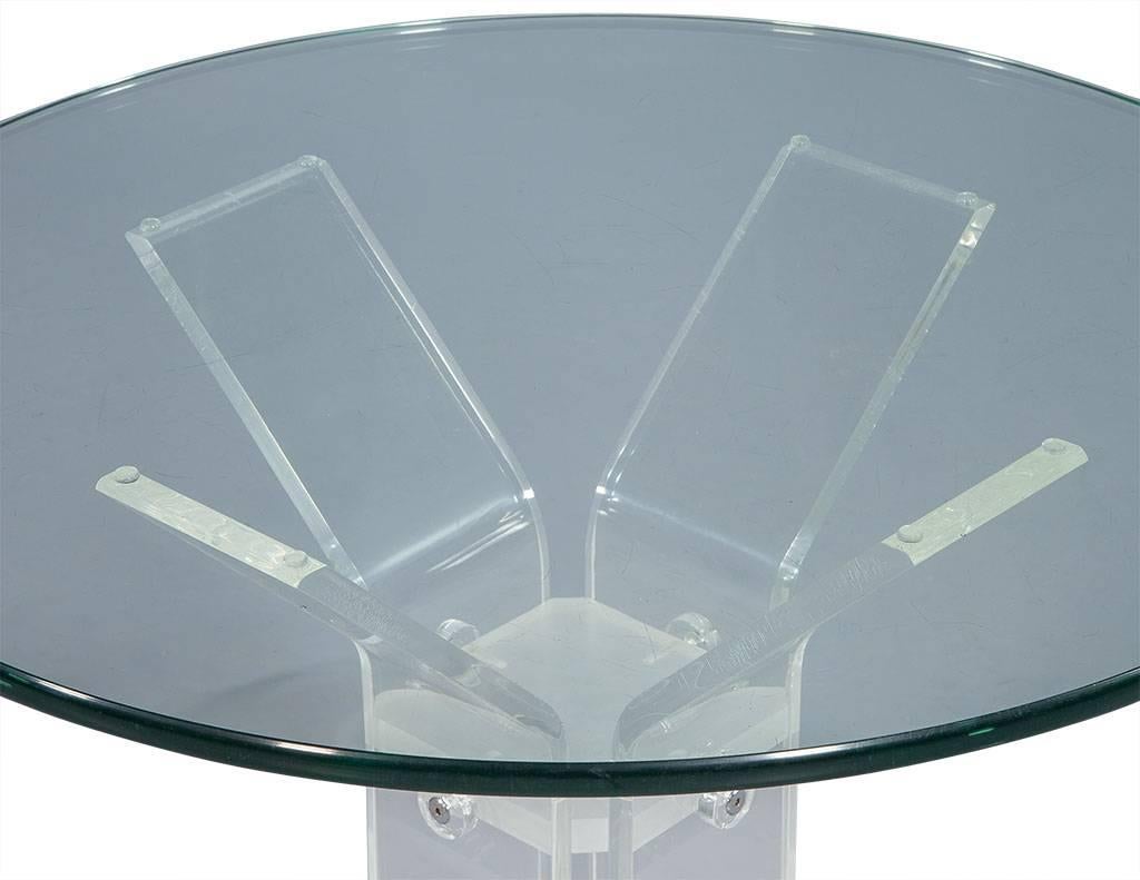 Mid-Century Modern Round Lucite and Glass Occasional Table