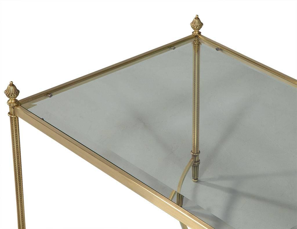 American Maison Jansen Style Brass and Glass Cocktail Table