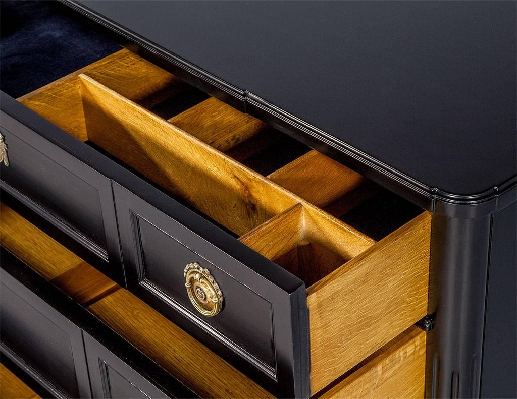 Mid-20th Century Irwin Black Lacquered Georgian Style Chest of Drawers
