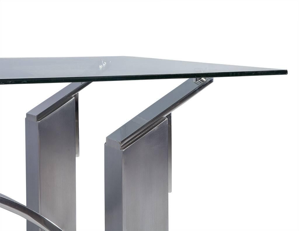 Modern Polished Nickel and Brushed Steel Table or Desk 1