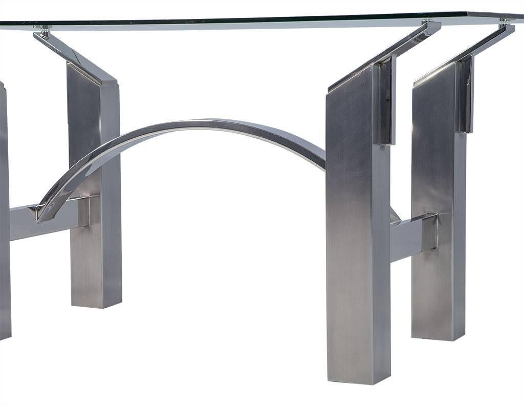 Modern Polished Nickel and Brushed Steel Table or Desk 2