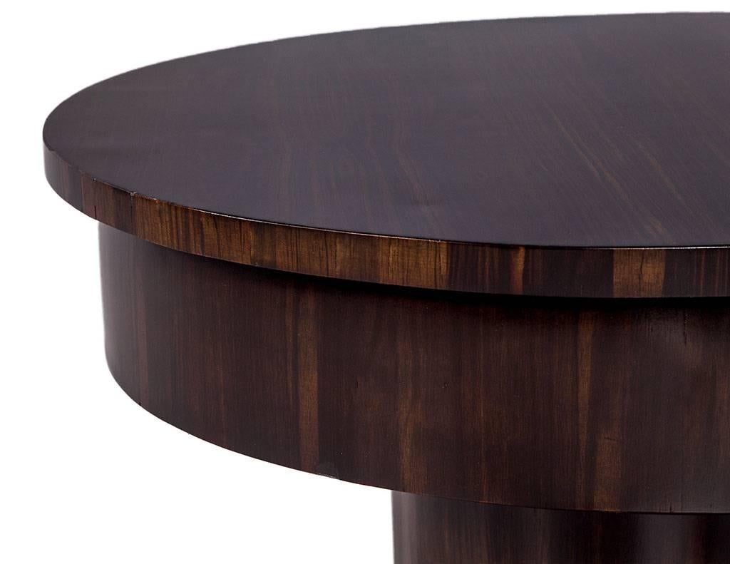Art Deco French Macassar Ebony Round Side Table with Hidden Interior Bar