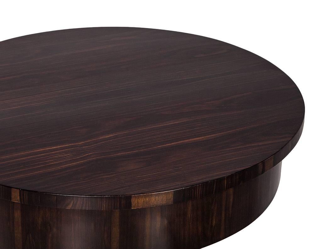 French Macassar Ebony Round Side Table with Hidden Interior Bar In Good Condition In North York, ON