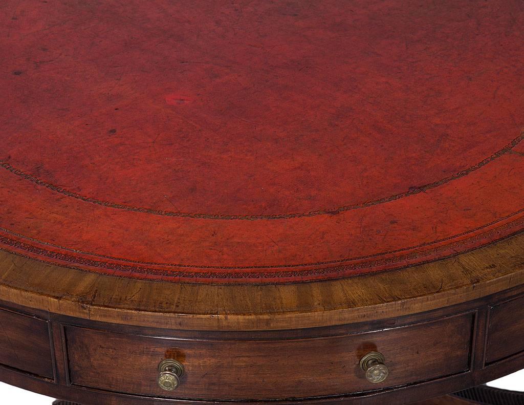 English Regency Period Mahogany Rent Table with Inlaid Red Leather Top 1