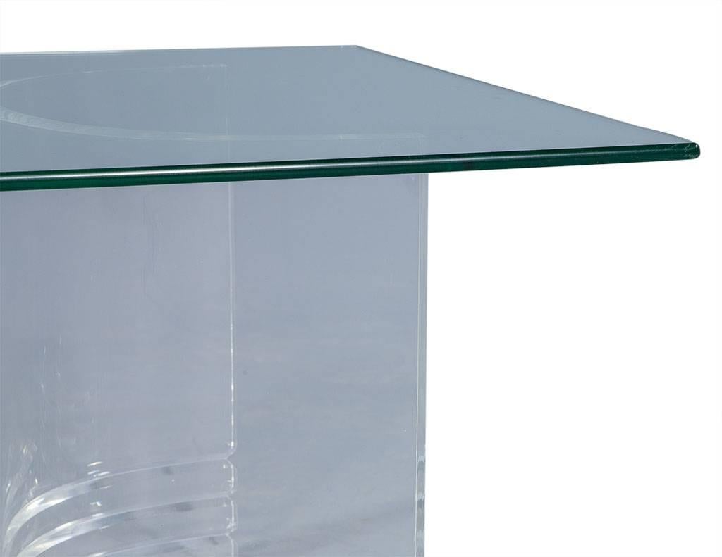 Acrylic Double Lucite Demilune Pedestal Cocktail Table