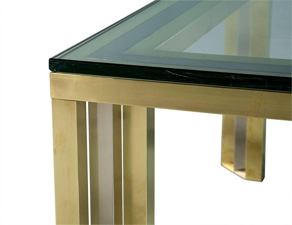1970s Polished Chrome and Brass Cocktail Table 1