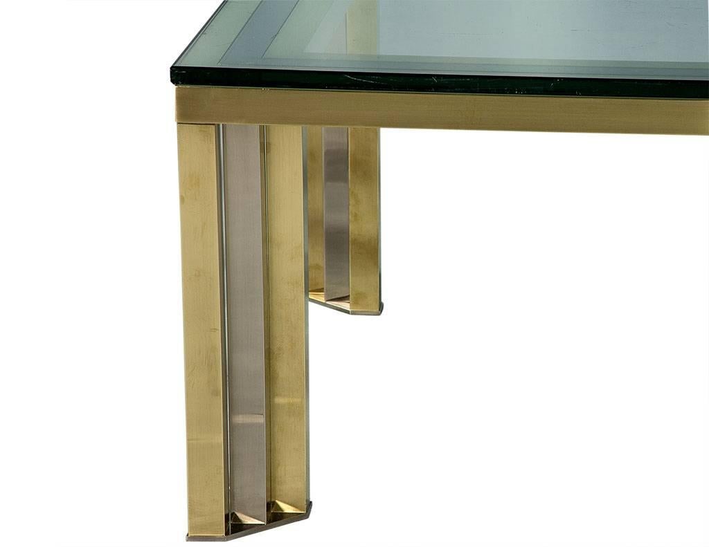 Late 20th Century 1970s Polished Chrome and Brass Cocktail Table