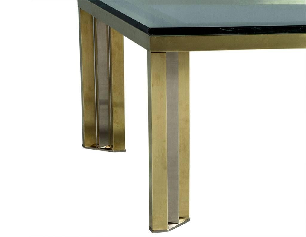 1970s Polished Chrome and Brass Cocktail Table 2