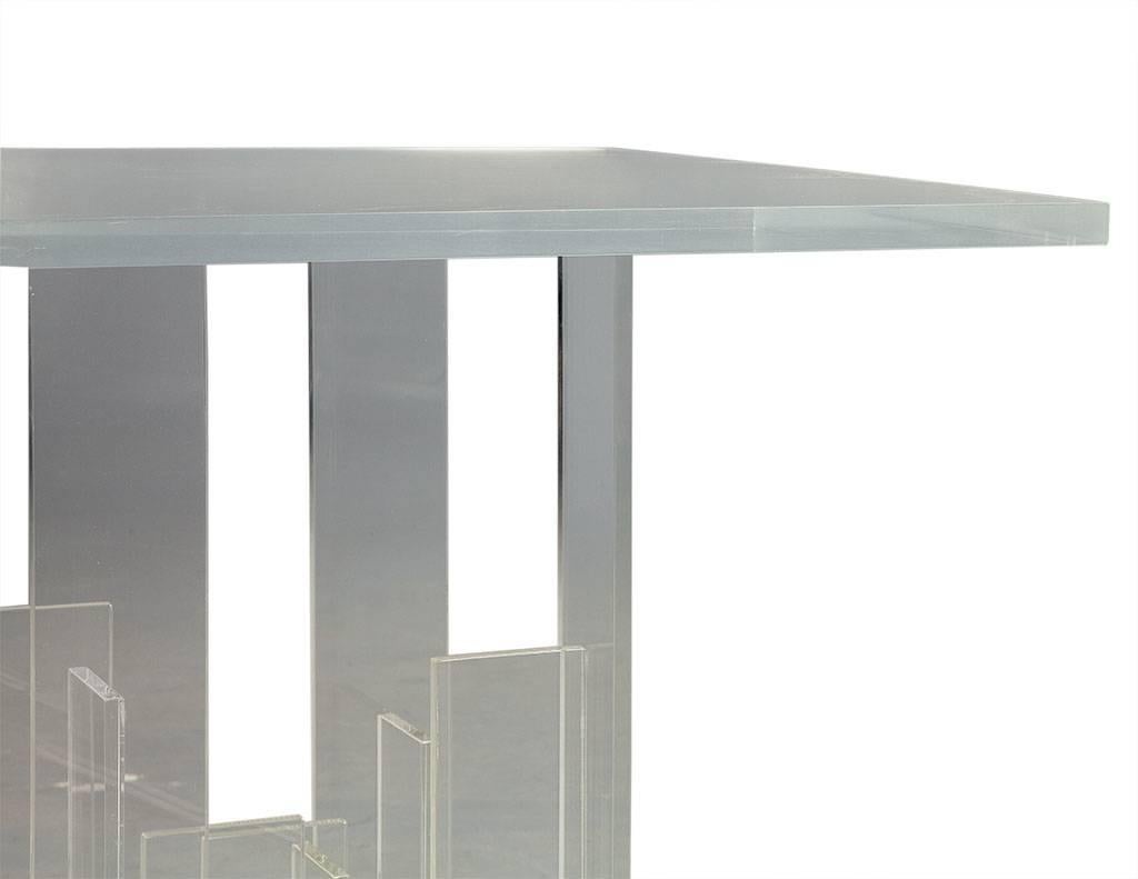 Lucite Side Table with Geometric Sculptural Base In Excellent Condition In North York, ON