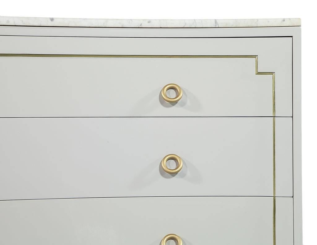 Contemporary Concave Front Neoclassical Chest with White Marble Top