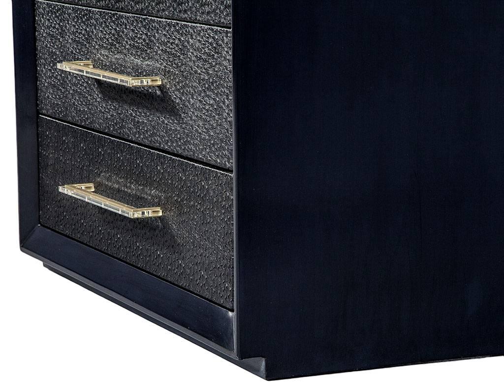 Pair of Smoked Indigo High Gloss Chest with Ostrich Facade 2