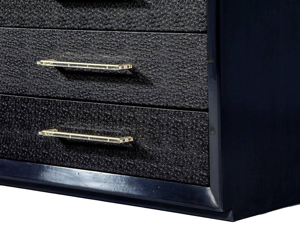 Pair of Smoked Indigo High Gloss Chest with Ostrich Facade 3