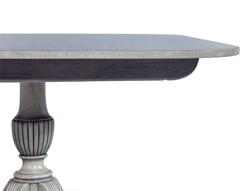 Modern Dove Grey Mahogany Duncan Phyfe Dining Table