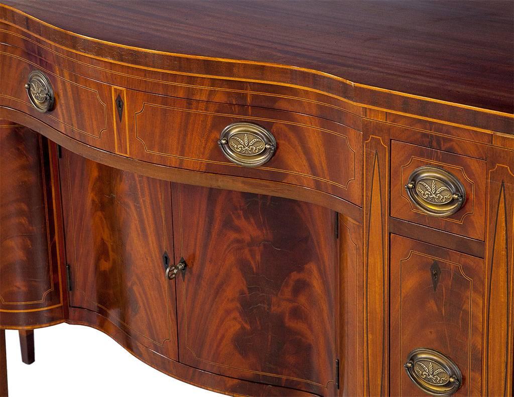 American Colonial Williams-Kimp Flame Mahogany Serpentine Sideboard