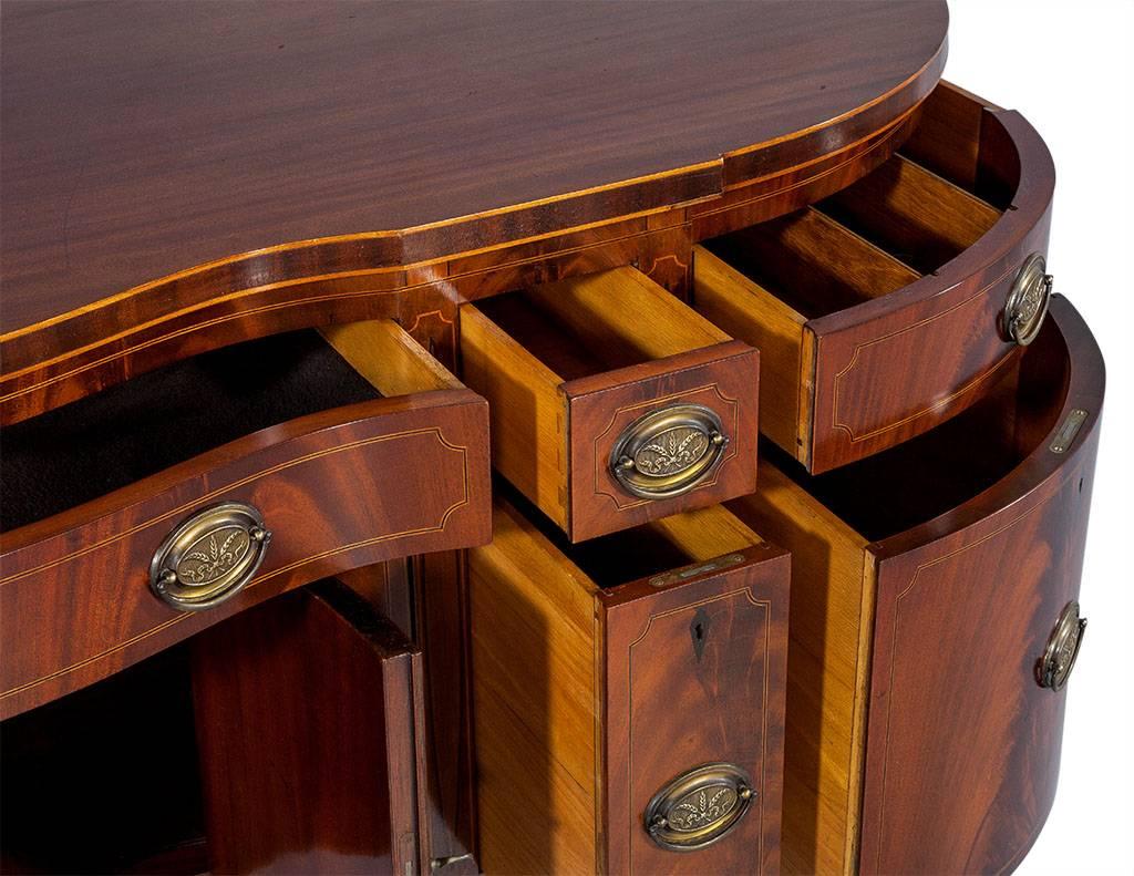 Brass Williams-Kimp Flame Mahogany Serpentine Sideboard