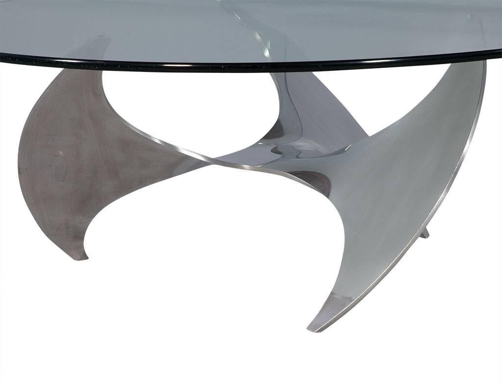 American Knut Hesterberg Style Propeller Base Glass Top Cocktail Table