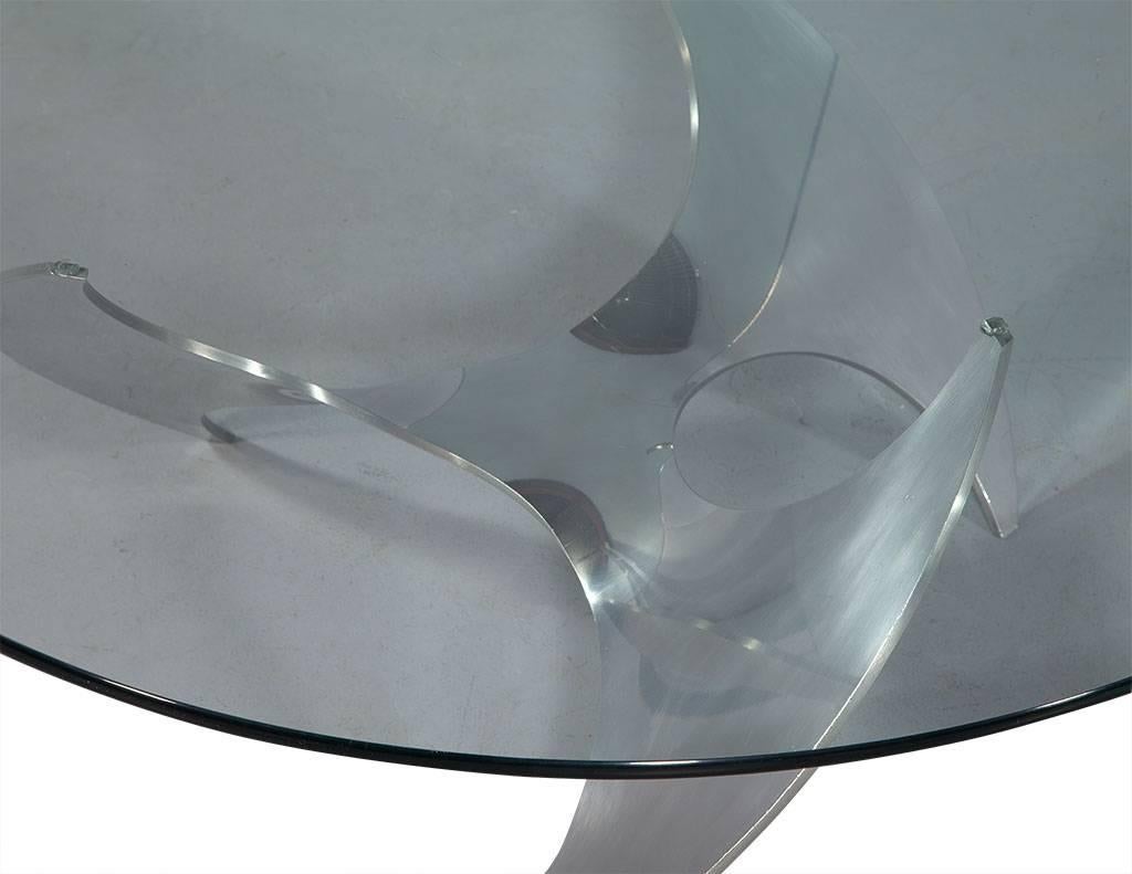 Knut Hesterberg Style Propeller Base Glass Top Cocktail Table In Good Condition In North York, ON