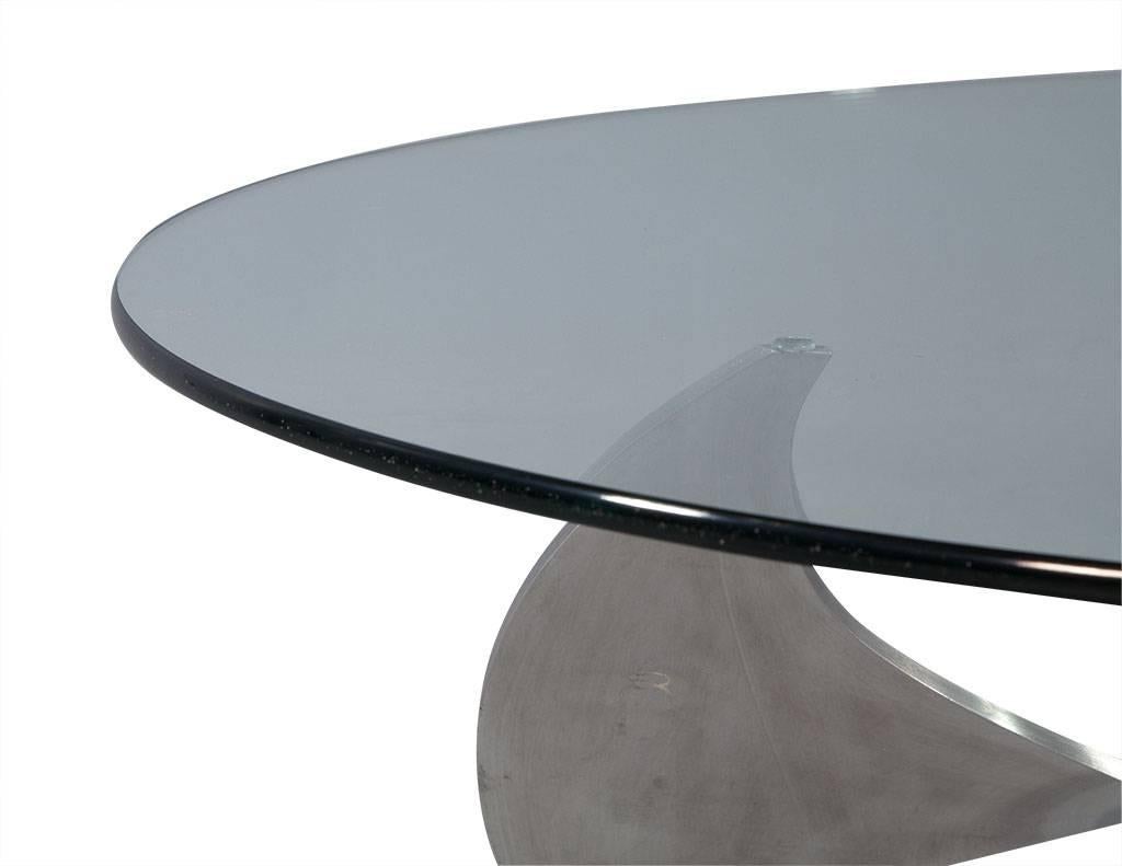 Late 20th Century Knut Hesterberg Style Propeller Base Glass Top Cocktail Table