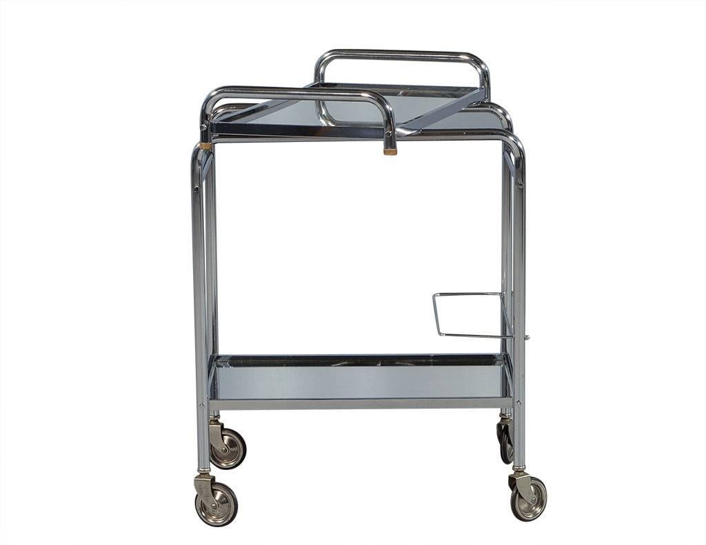 Mid-Century Modern Chrome Serving Cart In Good Condition In North York, ON