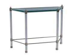 Angular French Lucite and Glass Console