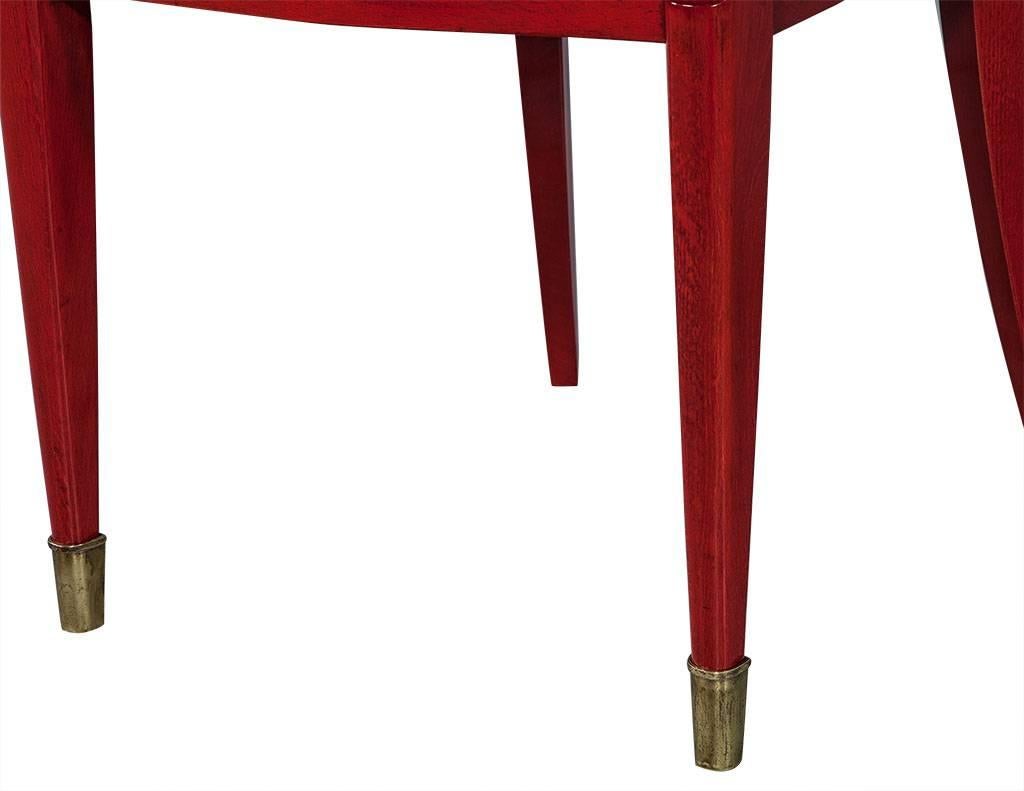 Set of Six Restored Red Deco Lacquered Dining Chairs 3